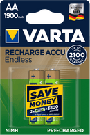 VARTA RECHARGE ACCU Endless AA 1900mAh, 2er Blister Akku (56676, HR6, Mignon, Nickel-Metall-Hydrid (Ni/MH), 1900 mAh, 1,2 Volt)