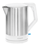 Bomann WKS 3002 CB Edelstahl weiß Wasserkocher (1,5 Liter, 2200 W, Edelstahl, Wasserstandsanzeige, verdecktes Heizelement, Überhitzungsschutz)