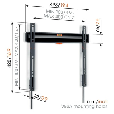 VOGEL'S TVM 3405 schwarz TV-Wandhalterung (geeignet für TVs bis 77 Zoll)