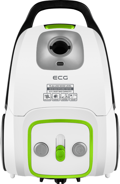 ECG VP S3010 Bodenstaubsauger (700 W, 7,5 m Aktionsradius, HEPA-Filterklasse 11, Universelle Bodendüse mit ausziehbarer Bürste, Mini-PET-Turbobürste, Staubfüllanzeige)