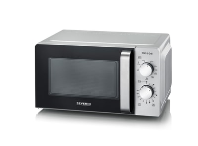 SEVERIN MW 7780 2-in-1 Mikrowelle (17 L, 700 W Mikrowelenleistung, 9 Leistungsstufen, Auftaufunktion, 30 Min Timer, Drehteller 24,5 cm, Garraum lackiert, inkl. Grillrost)