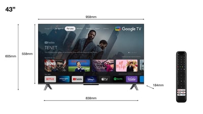 TCL 43QLED770 QLED TV (43 Zoll (108 cm), 4K UHD, HDR, Smart TV, Sprachsteuerung (Google Assistant), Dolby Atmos, Google TV)