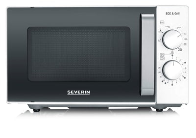 SEVERIN MW 7766 Mikrowelle (20 Liter, 800 Watt Mikrowelle, 1.000 Watt Grill, 9 Leistungsstufen, Garen auf 2 Ebenen mit Einschubrost, Keramikboden mit Mikrowellenreflektor, Farbe Weiß/Schwarz/Edelstahl) Web-Code: 32232005731