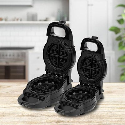 PowerXL Waffeleisen Waffle Star 18 cm (Extra tiefes Waffeleisen gefüllte Waffeln, Durchmesser 18 cm, Antihaft-Beschichtung, Anti-Tropf-Rinne, LED-Anzeige, max. 1.090 Watt, Farbe Schwarz)