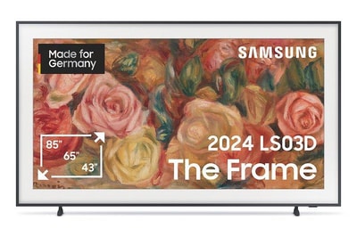 Samsung GQ55LS03DAUXZG The Frame (2024) QLED TV (55 Zoll (138 cm), 4K UHD, HDR, Smart TV, Sprachsteuerung (Alexa, Bixby), Aufnahmefunktion, Dolby Atmos, 100 Hz, LS03D)