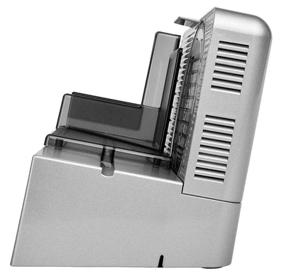 RITTER Allesschneider E 16 Duo Plus (65 Watt, Metallausführung schräg, Wellenschliffmesser 17 cm, glattes Schinken- und Aufschnittmesser, Schnittstärkeeinstellung bis ca. 20 mm, Sicherheits-, Moment- und Dauerschalter, Made in Germany, Silbermetallic)