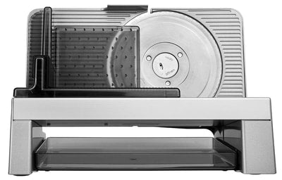RITTER Allesschneider E 16 Duo Plus (65 Watt, Metallausführung schräg, Wellenschliffmesser 17 cm, glattes Schinken- und Aufschnittmesser, Schnittstärkeeinstellung bis ca. 20 mm, Sicherheits-, Moment- und Dauerschalter, Made in Germany, Silbermetallic)