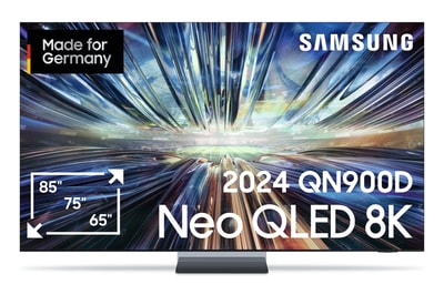 Samsung GQ65QN900DTXZG AI Neo QLED TV (65 Zoll (163 cm), 8K UHD, HDR, Smart TV, Sprachsteuerung (Bixby), Aufnahmefunktion, Dolby Atmos, 100 Hz, QN900D, Neural Quantum 8K AI Gen3 Prozessor, 8K AI Upscaling Pro)