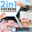 PROFICOOK PC-ICM 1268 Eismaschine (für ca. 1,5 Liter Eis, Eiscreme, Joghurt, Frozen Joghurt und Sorbet, vollautomatische Kühlung mit Profi-Kompressor, LED-Display, entnehmbarer Eisbehälter, inkl. Eisspachtel, Messbecher, Rezeptvorschläge)