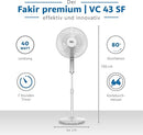 Fakir VC 43 SF Standventilator (44 cm Durchmesser, 3 Geschwindigkeitsstufen, 7h Timer, 3 Windmodi, oszillierend, Fernbedienung, Touch-Display, 40 Watt, Höhe 130 cm, Weiß)