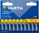 VARTA LONGLIFE Power AA, 10er Blister Batterie (LR6, MIGNON, AA, MN1500, Stilo, Alkali-Mangan, 1,5 Volt, 4906, Multipack)