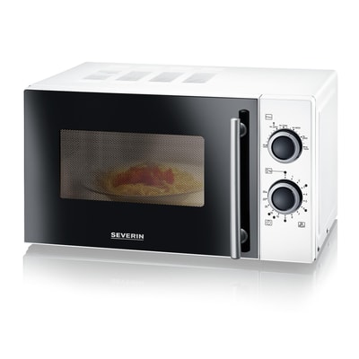 SEVERIN MW 9287 Weiß Mikrowelle (20 Liter, 700 Watt, nur Mikrowelle, Leistung stufenlos nach Gewicht und Zeit einstellbar, Drehteller ca. 25,4 cm, 30 Min. Timer, Garraum lackiert, Weiß)
