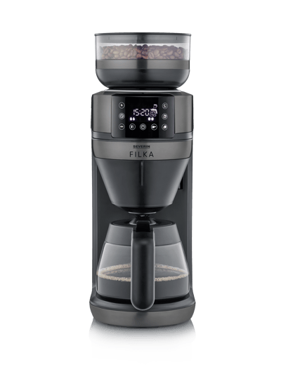 SEVERIN KA 4849 FILKA Filterkaffeemaschine mit Mahlwerk (10 Tassen, Ultra-Slim-Design, Goldton-Filter)