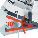 GRAEF CHEF´S LINE Master M 90 Allesschneider (Freitragend, Vollmetall, Glasbodenplatte, kippbar um 30°, Vollstahlmesser aus Edelstahl mit Hohlschliff, Ø 170 mm, 170 Watt, inkl. Restehalter, Farbe silber, made in Germany)